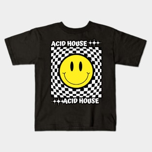 ACID HOUSE  - Checker Smiley (White) Kids T-Shirt